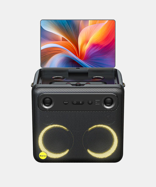Ikarao Break X2 Smart Karaoke Machine for Adults with 10.1" Lyrics Display & 64GB Tablet, 2 Wireless Microphones, 300W Peak PA System & Bluetooth Speaker, 4 DJ Lights, Portable Karaoke Speaker with Mic for Home Party/Outdoor