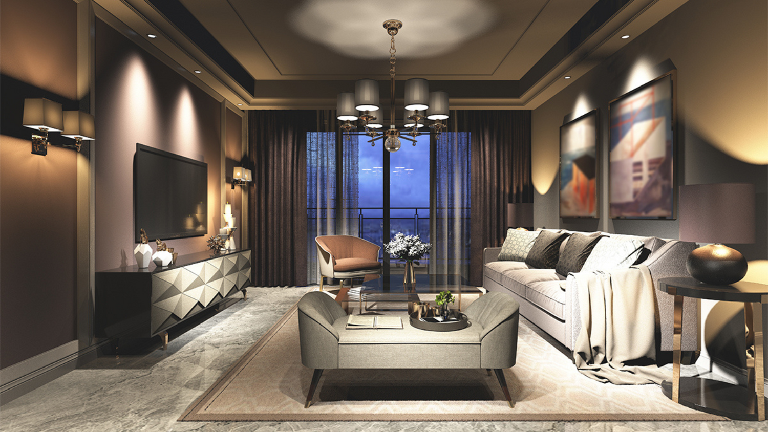 tv room showing different types of lighting