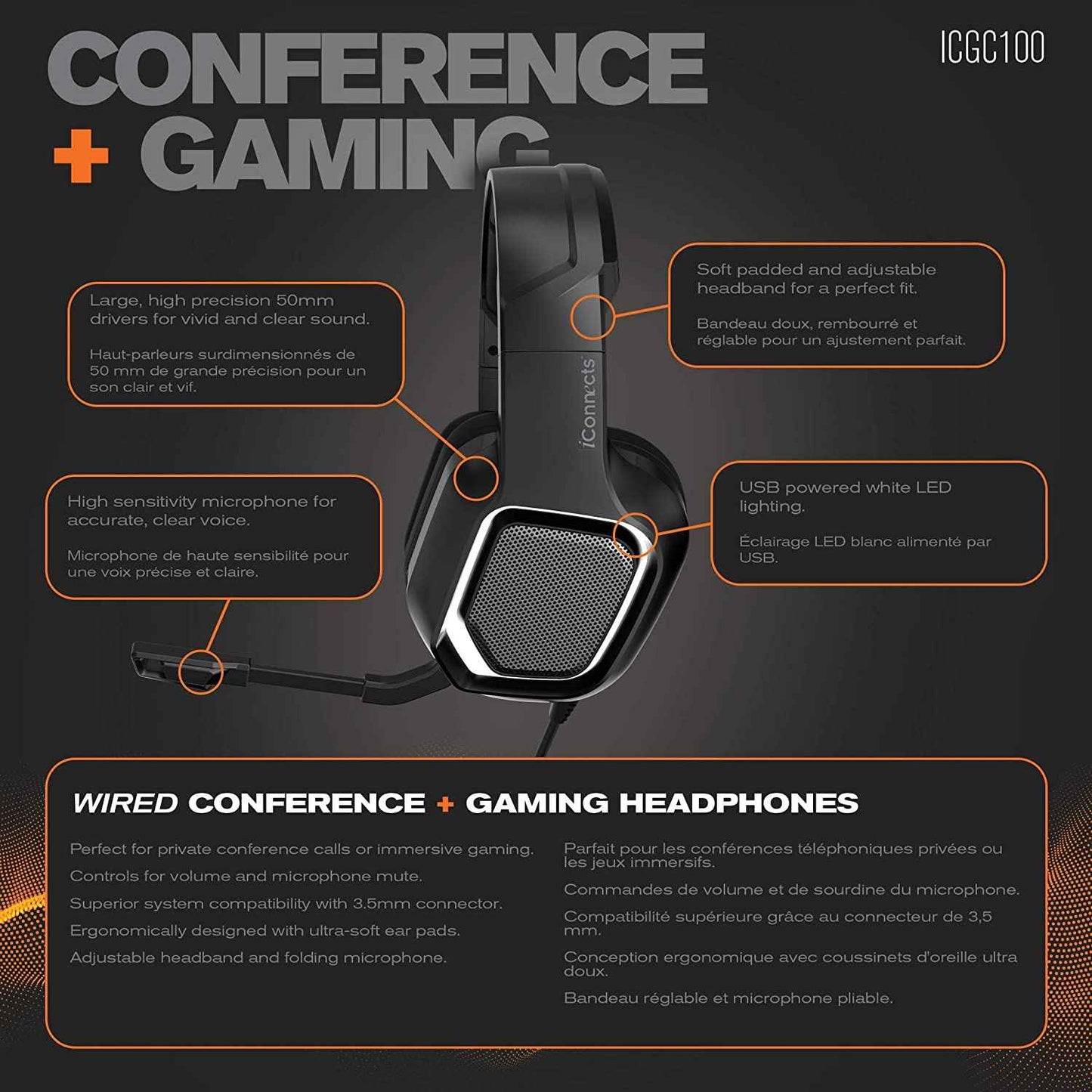 iConnects ICGC100 Wired Conference + Gaming Headset