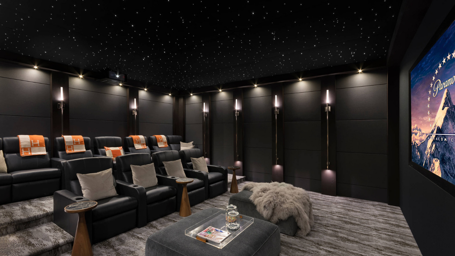 indoor black residential movie theatre
