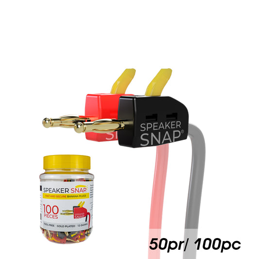 Speaker Snap Banana Plugs Toolless, Red & Black 50 Pair / 100 Pieces
